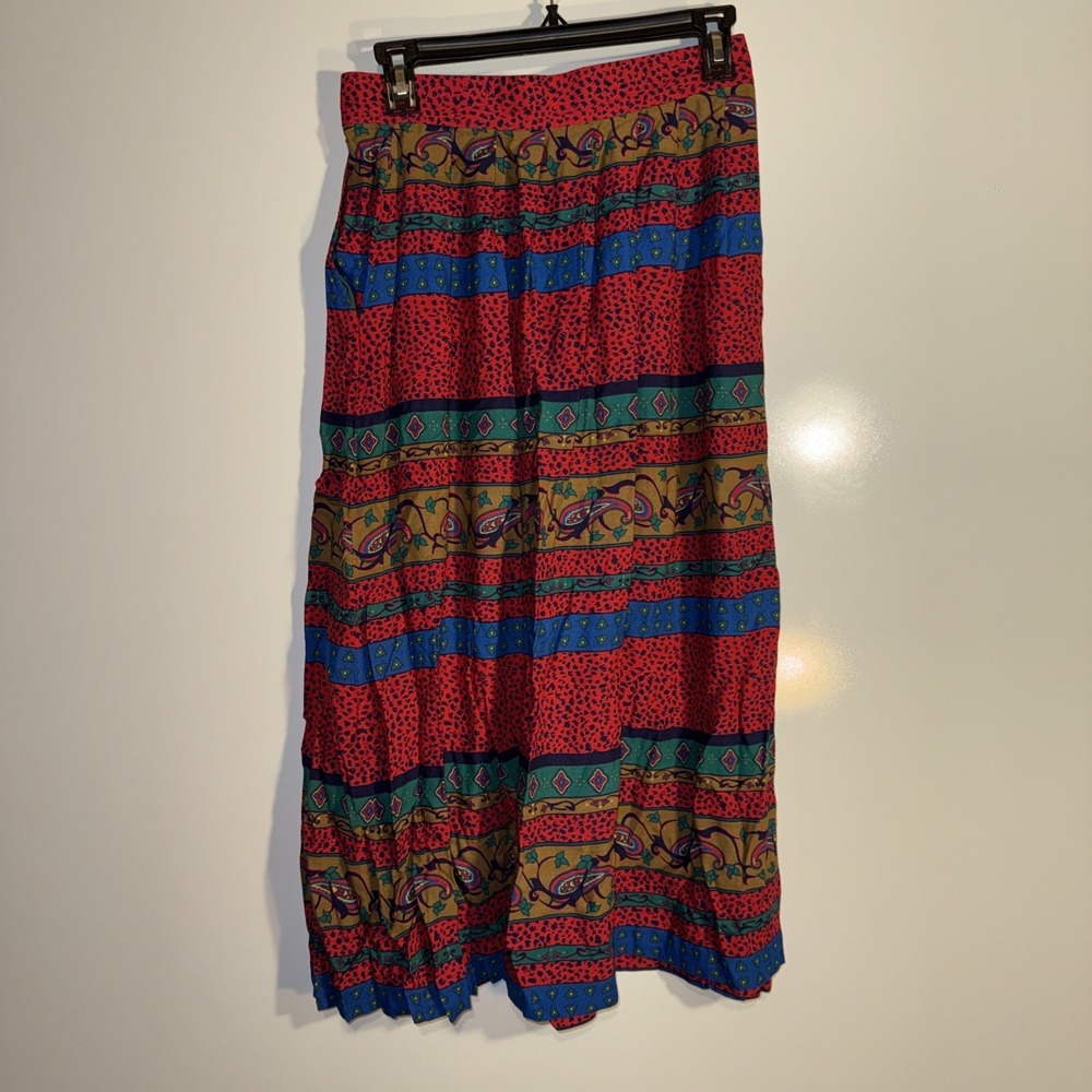 Chaus Vintage Midi Skirt Maximalism Multicolor 90s Boho Art To Wear Size 10 Wmns - Picture 5 of 7